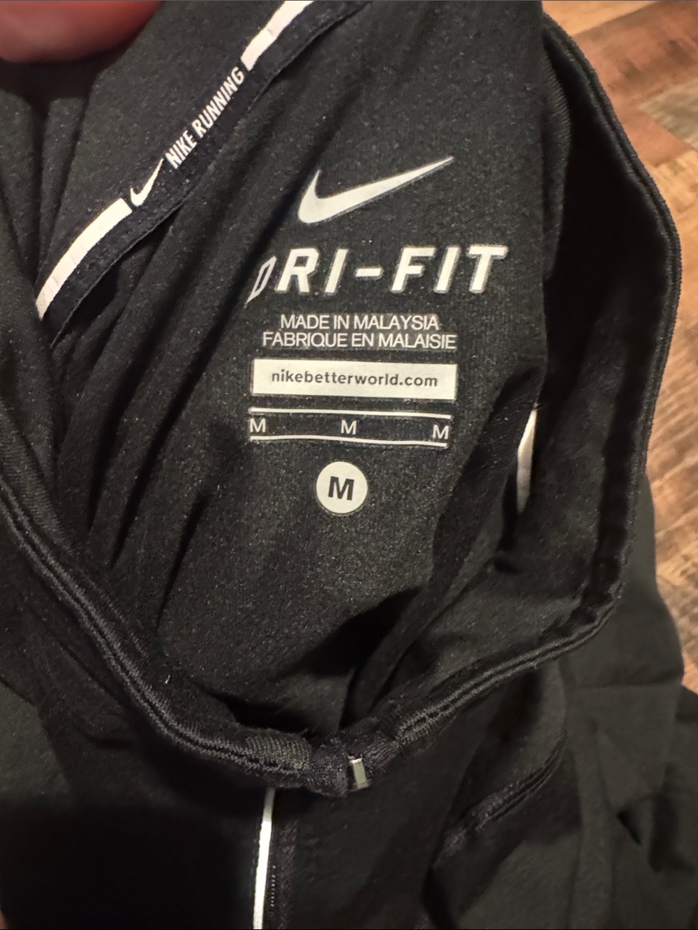 Nike Black Half-Zip Athletic Pullover with White Swoosh - Picture 3 of 3